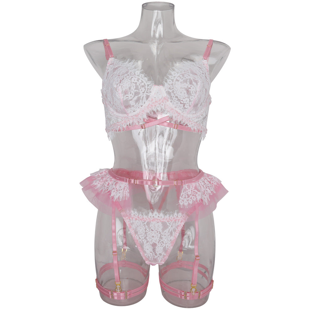 Sheer Lace Bow Lingerie Set