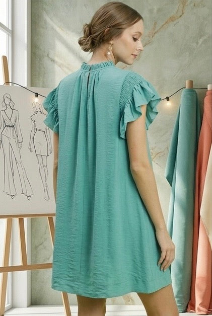 Umgee Ruffle Flutter Sleeve Dress