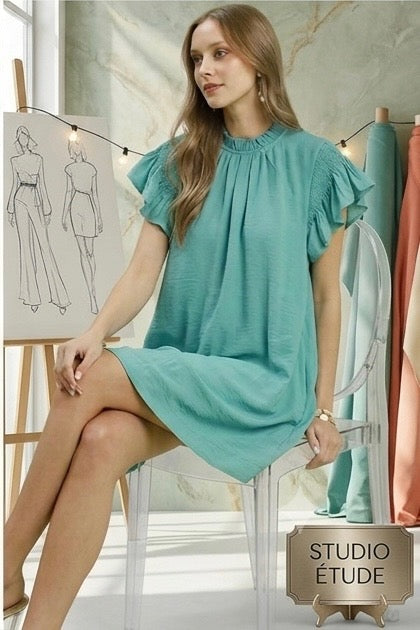 Umgee Ruffle Flutter Sleeve Dress